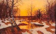 Edward Rosenberg Solnedgang i vinterlandskap Spain oil painting artist